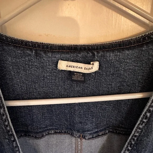 American Eagle Outfitters Dark Blue Denim Tie Vest - Picture 2 of 3